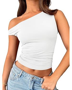 Trendy Queen Womens Off The Shoulder Tops Sleeveless Shirts Going Out Crop Tank Tops Slim Fitted ... | Amazon (US)