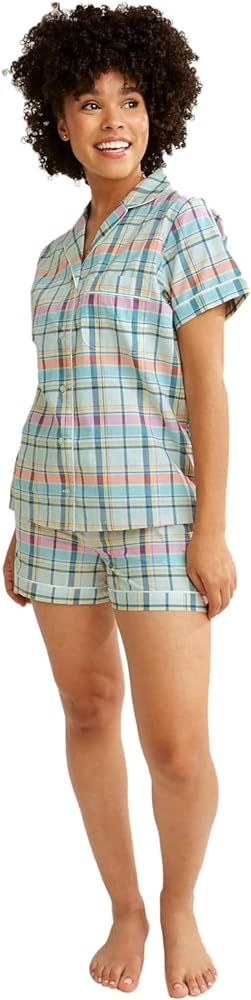 Vera Bradley Women's Cotton Pajama Set Sleeve Button-up Shirt and Shorts (Extended Size Range) | Amazon (US)