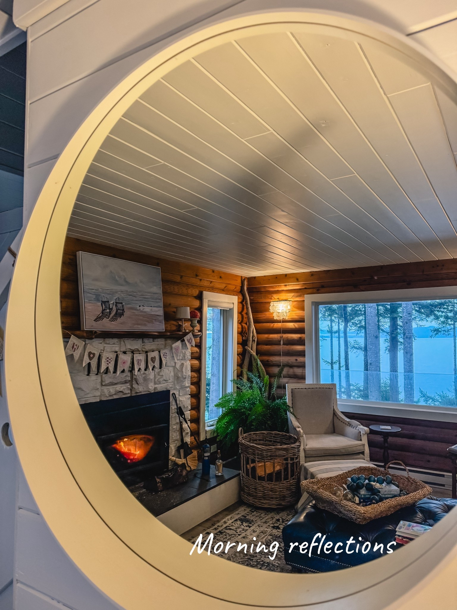 The sea is so calm today and the sun might actually shine. Sitting by the fire, drinking coffee and reading interior design magazines in my iPad is my favourite way to start the day. I use this large IKEA mirror to reflect light in my dark log cabin  

#LTKhome #LTKstyletip