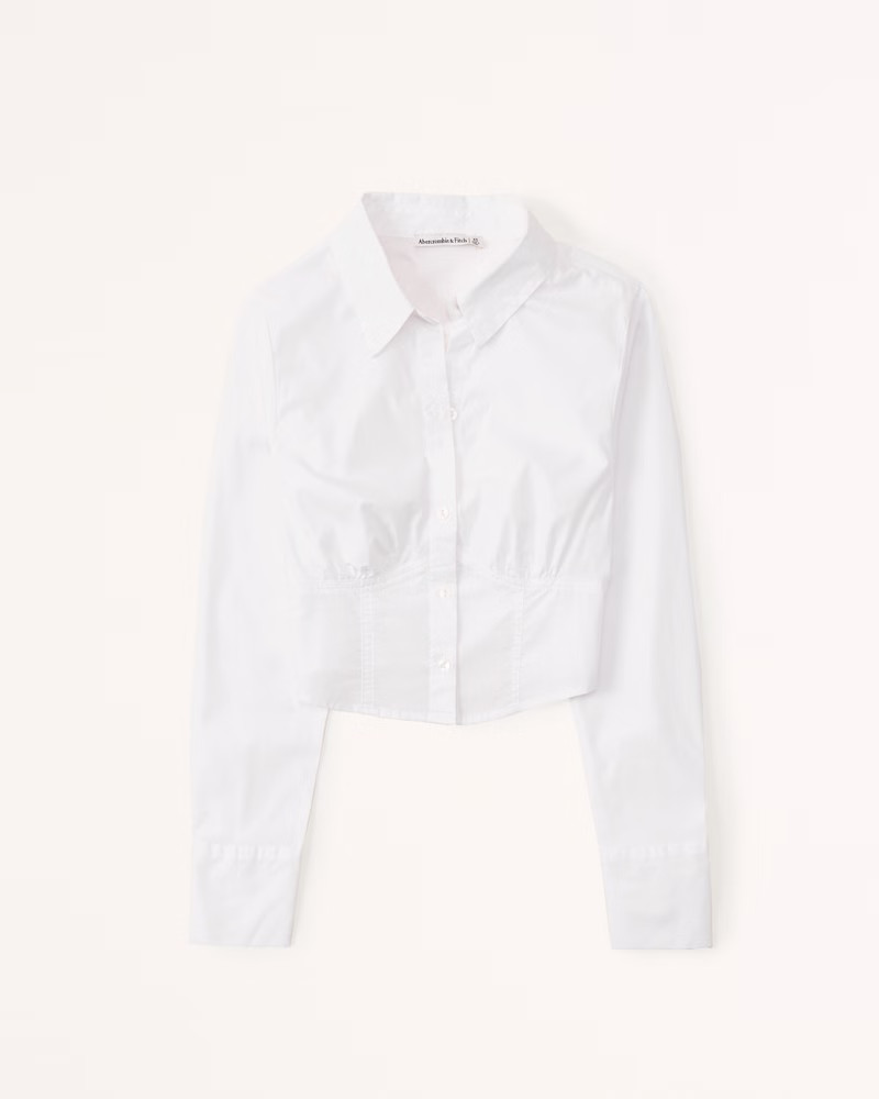 Women's Long-Sleeve Poplin Corset Shirt | Women's Tops | Abercrombie.com | Abercrombie & Fitch (US)