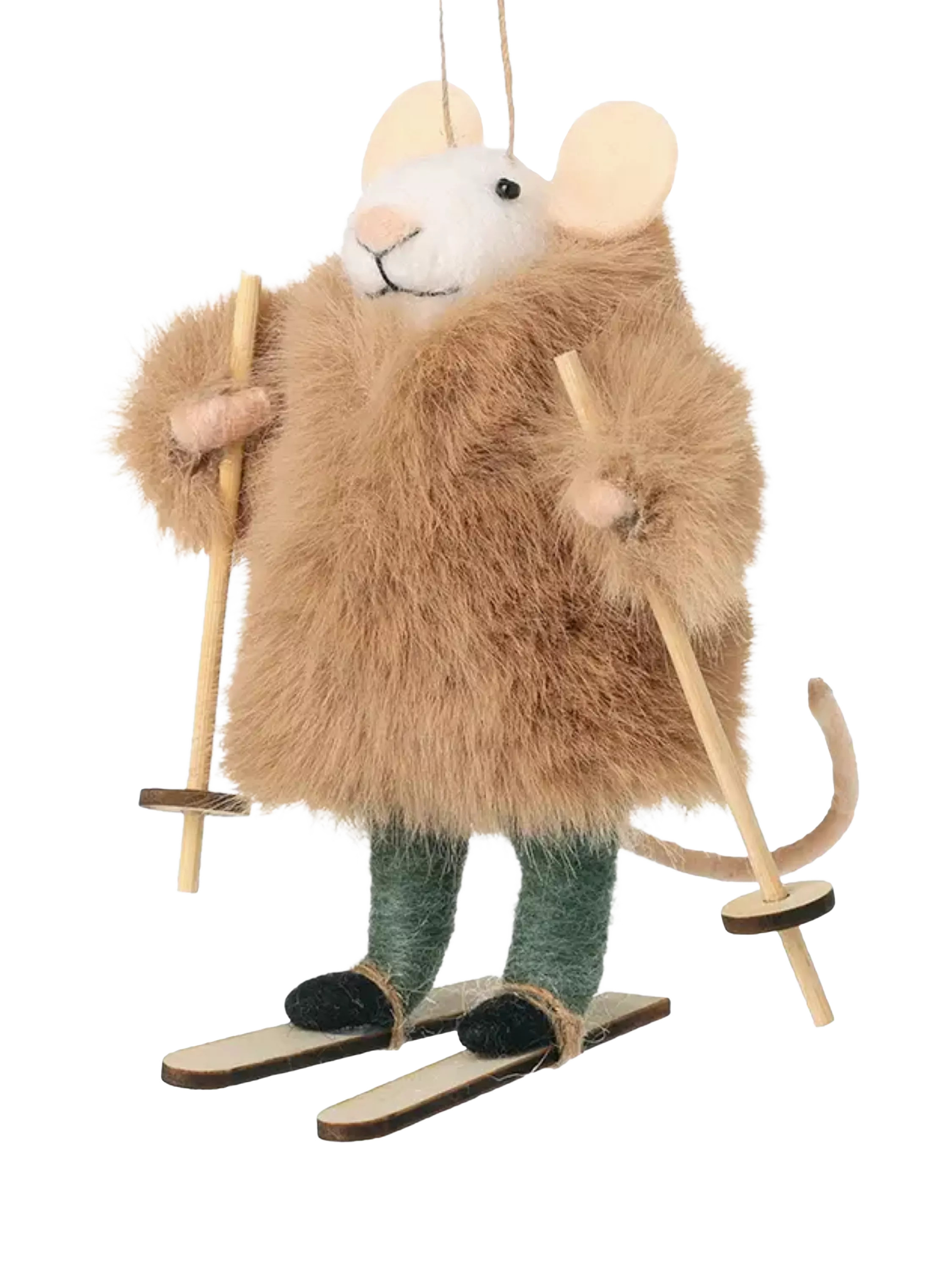 Truly Fluffy Coat Ski Mouse Tree Decoration | John Lewis (UK)