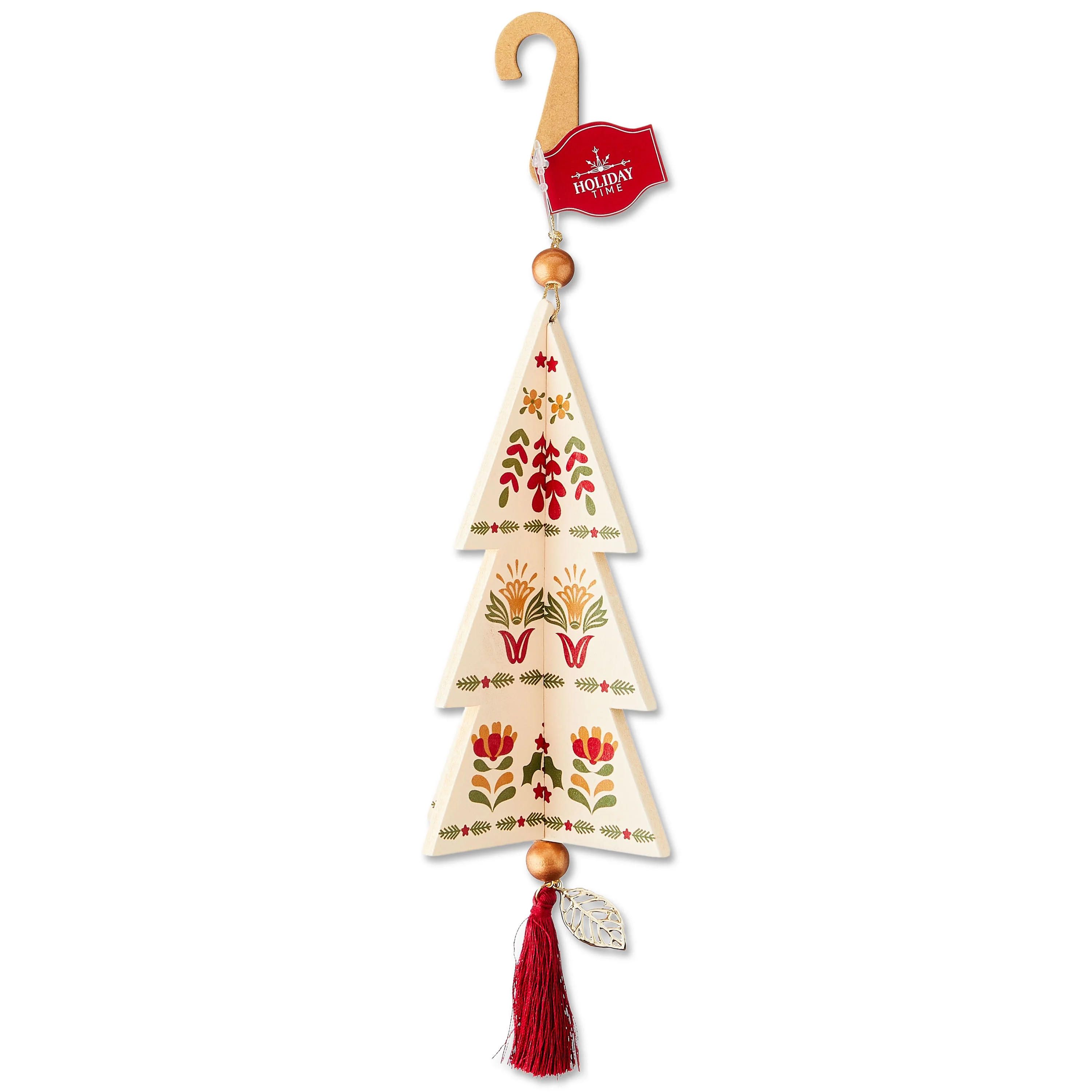 Beige Floral Tree with Tassel Christmas Ornament, 8", by Holiday Time | Walmart (US)
