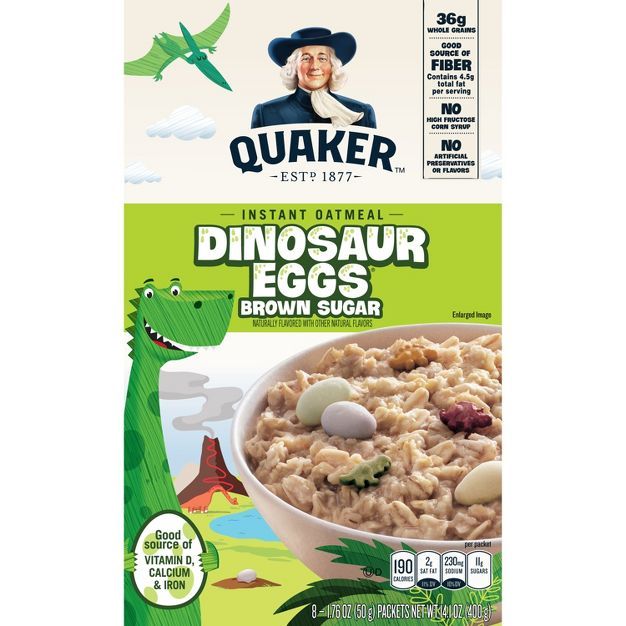Quaker Instant Oatmeal Dinosaur Eggs Brown Sugar - 8ct | Target