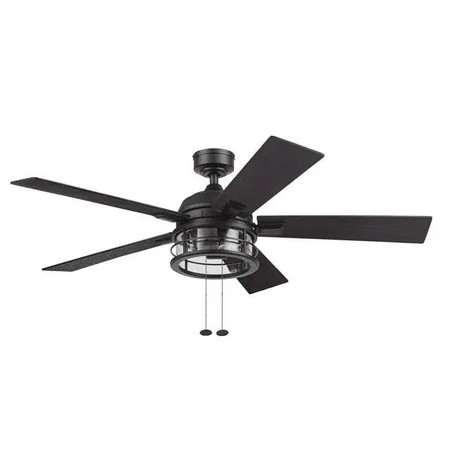 Better Homes & Gardens 52" Black Industrial Indoor/Outdoor Ceiling Fan with Light, Pull Chain Control & Reverse Airflow | Walmart (US)