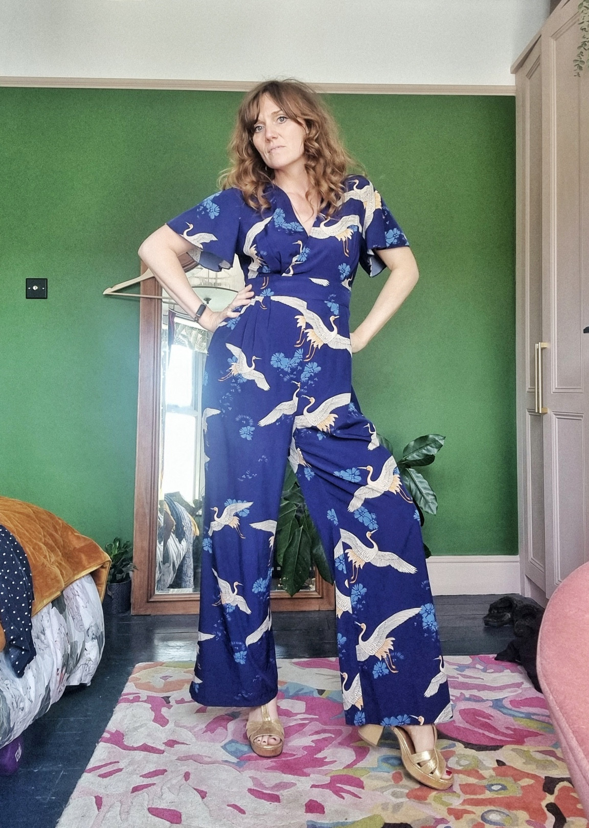 Blue jumpsuit, wide leg jumpsuit, pattern jumpsuit, blue wide leg jumpsuit, wedding guest outfit, wedding outfit, brunch outfit, summer outfit, gold heels, platform heels, chunky heels, fit bit, gold chain, gold accessories, Debenhams, Yumi, FitBit, Monsoon

#LTKeurope #LTKSeasonal #LTKstyletip
