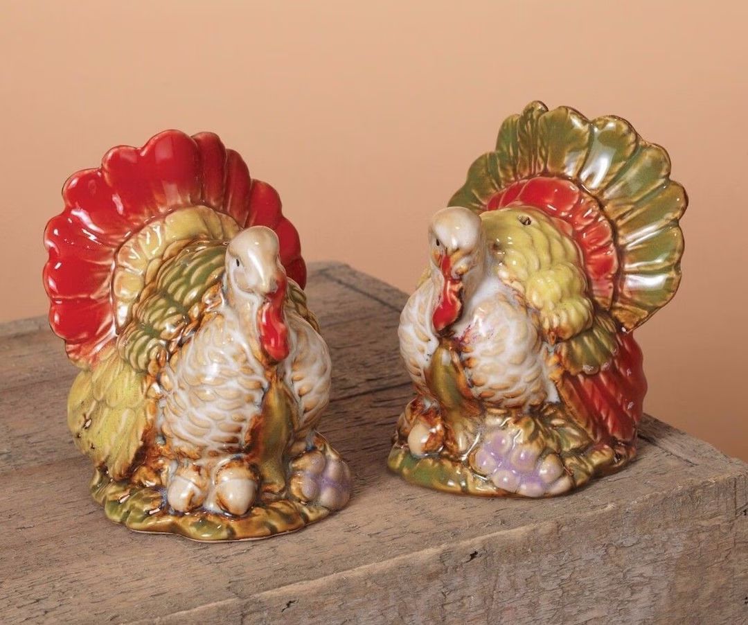 Thanksgiving Harvest Holiday 3 Ceramic Turkey Salt & - Etsy | Etsy (US)