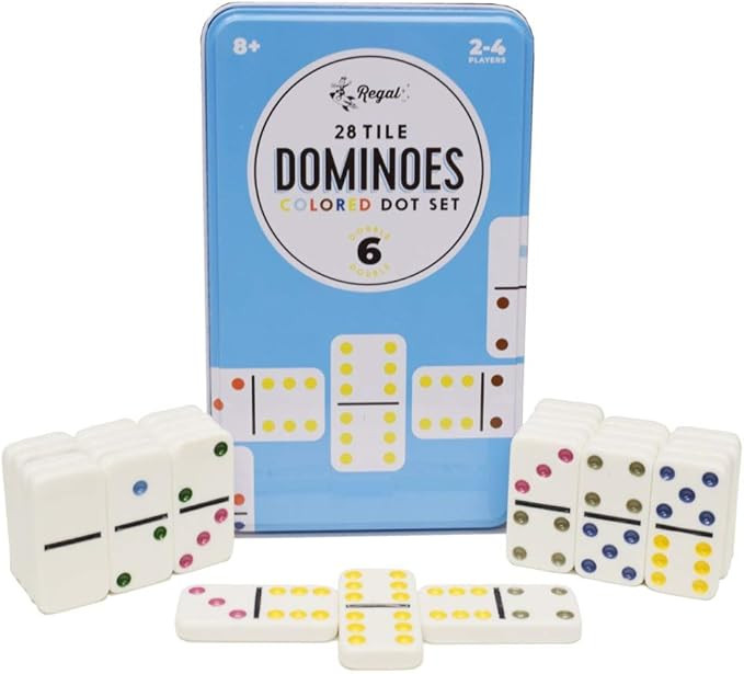 Regal Games Double 6 Dominoes Set for Adults & Kids - Classic Domino Game with 28 Tiles Colored D... | Amazon (US)