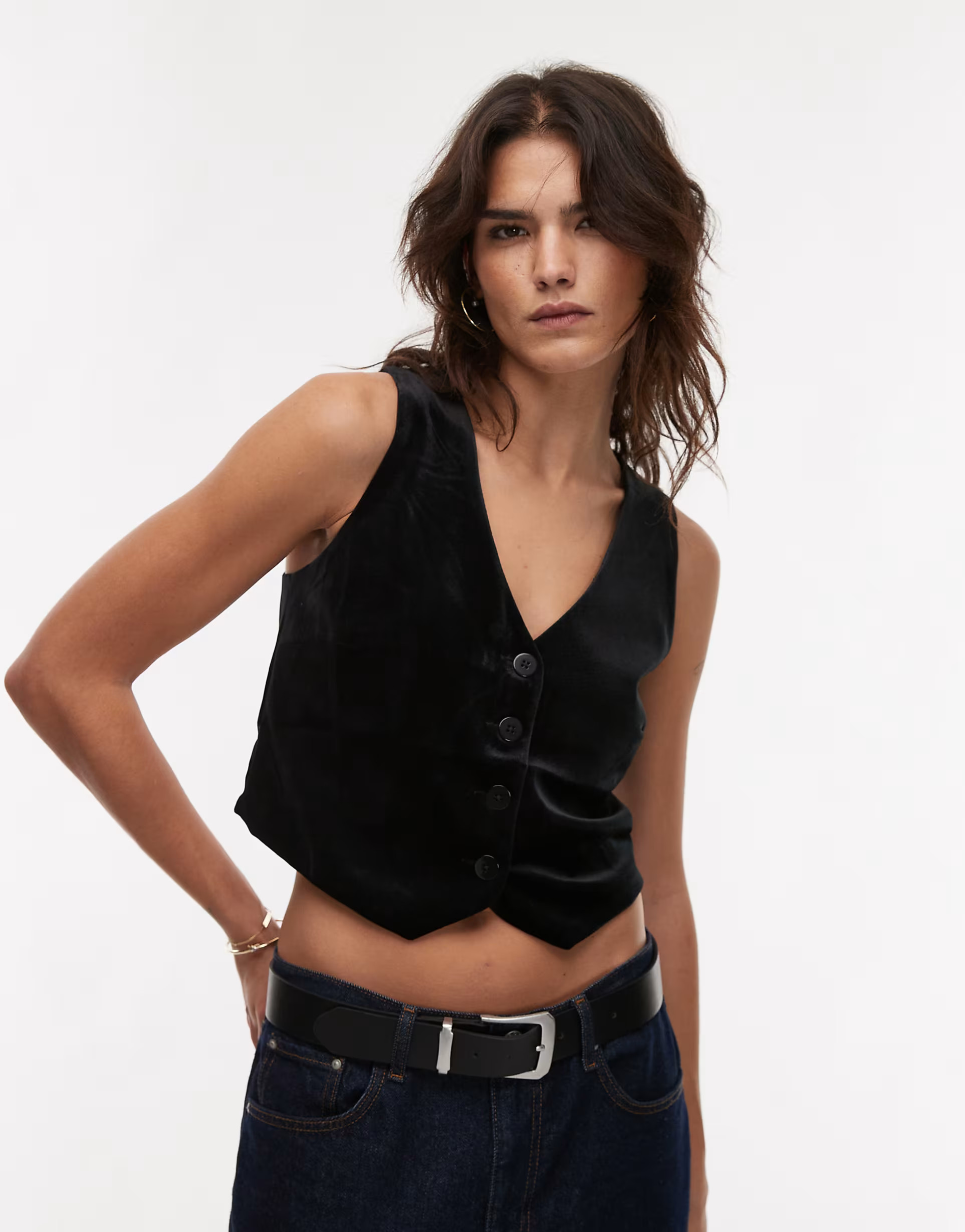 Mango velvet vest in black | ASOS | ASOS (Global)
