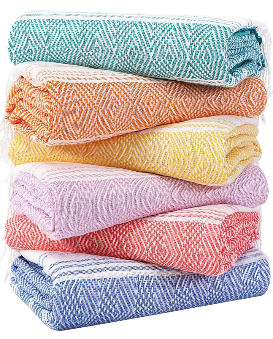 Genovega 6 Packs Oversized Turkish Beach Towels Set Bulk 74"x38" Extra Large Sand Free Quick Dry ... | Amazon (US)