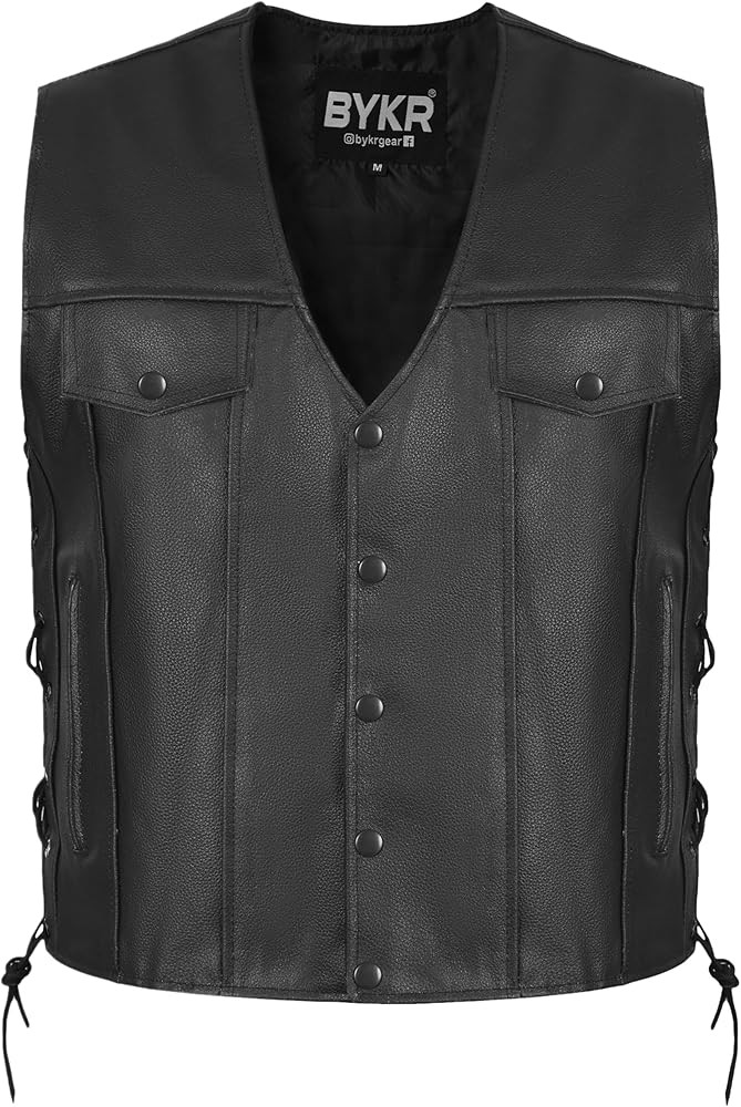 BYKR Leather Motorcycle Vest for Men & Women Biker Vests For Everyday Motorbike Riding Club All P... | Amazon (US)