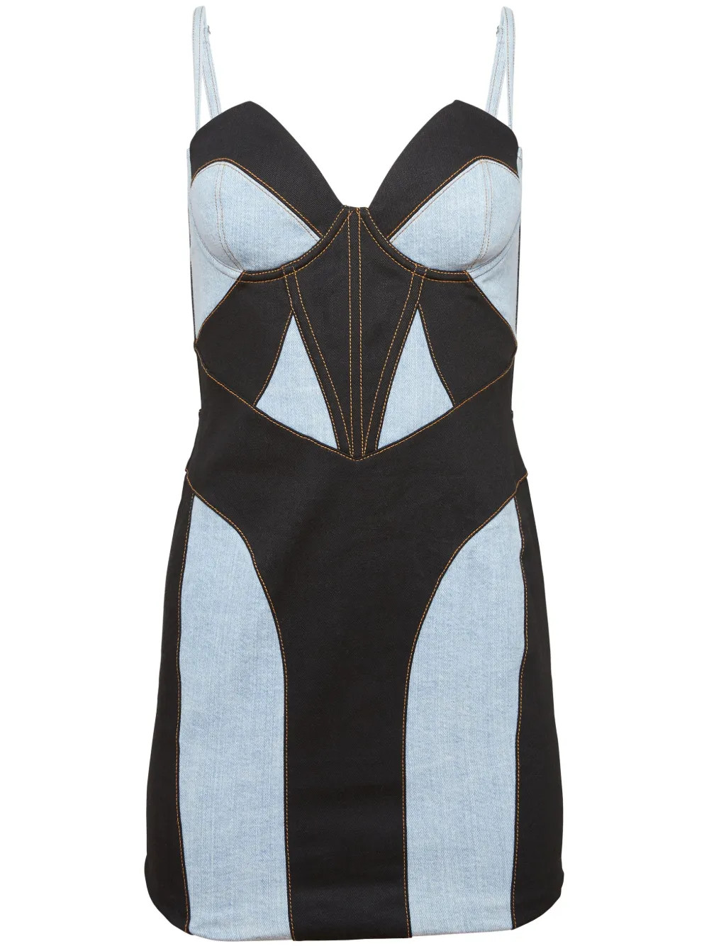 panelled denim bustier minidress | Farfetch Global