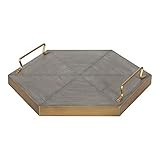 Kate and Laurel Sade Decorative Hexagon Tray with Handles, 16", Concrete Gray and Gold, Modern Tr... | Amazon (US)