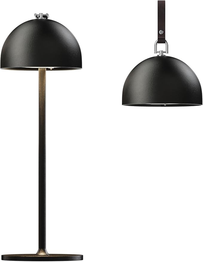 Outdoor Table Lamp,8-75 Hours Battery Powered Lights,Black Rechargeable Desk Lamp,Waterproof,Magn... | Amazon (US)