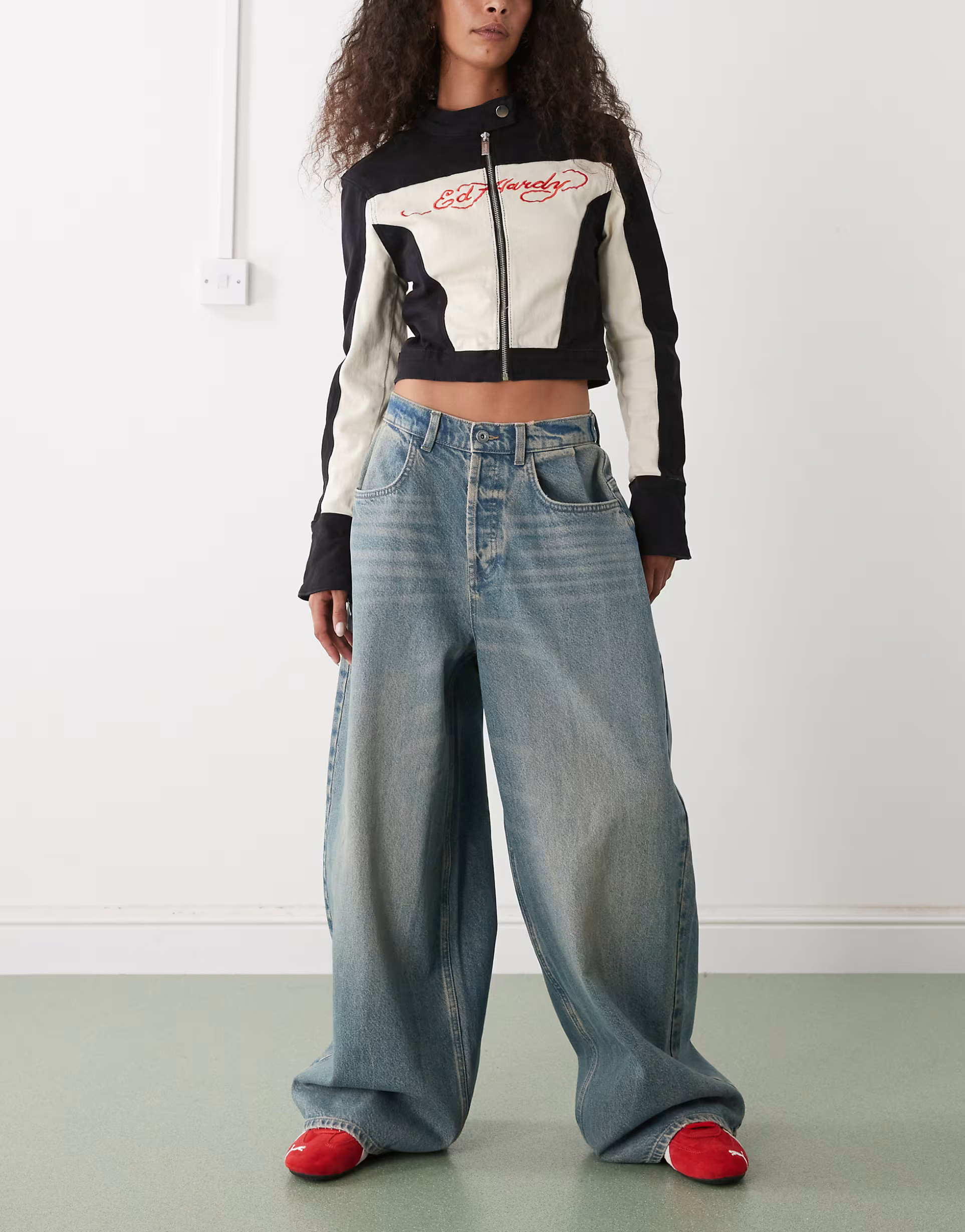 COLLUSION X007 XL baggy adjustable low rise jean in dirty blue | ASOS (Global)