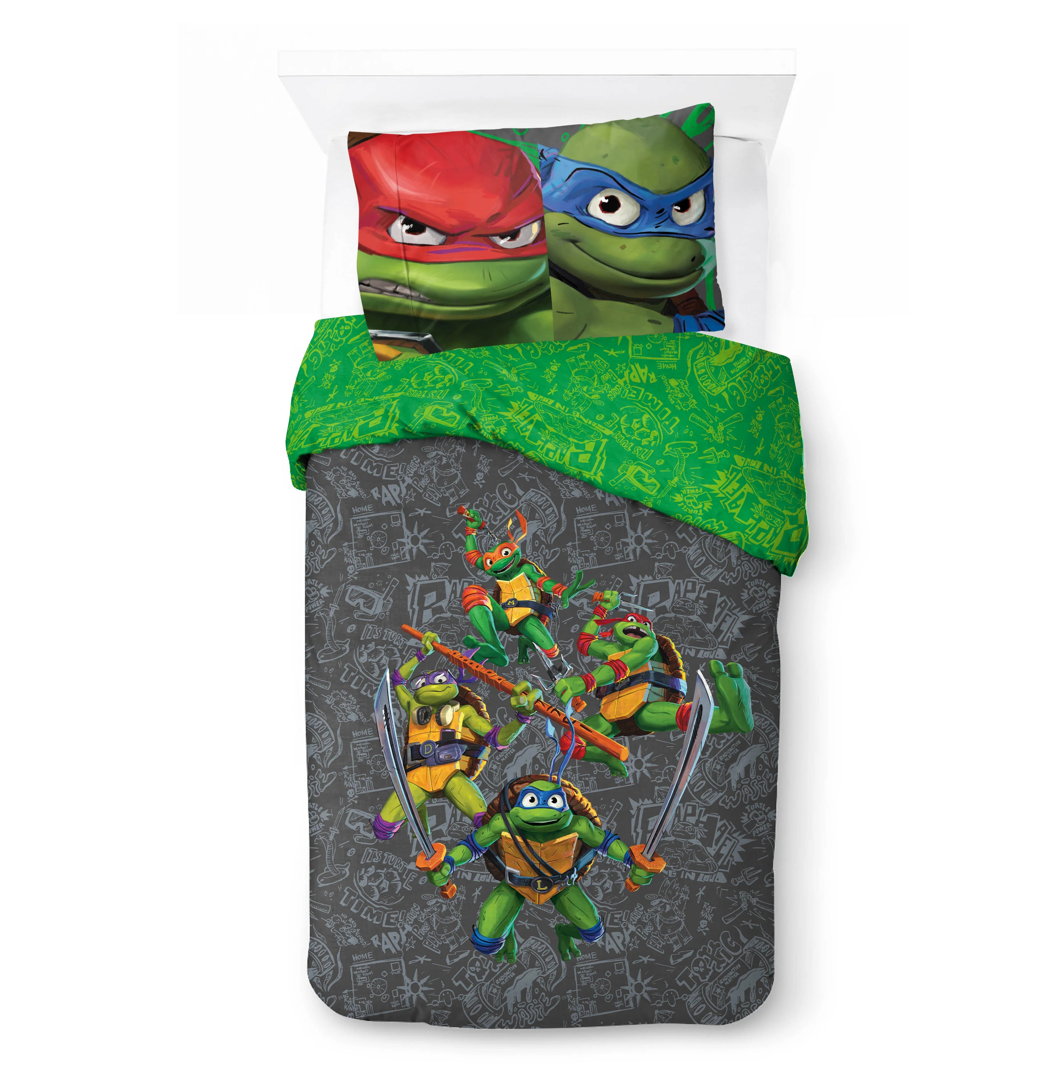 Teenage Mutant Ninja Turtles Kids 2-Piece Twin/Full Comforter Set, Reversible, Microfiber | Walmart (US)