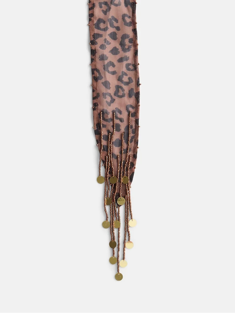 No Boundaries Women's Skinny Scarf, Faux Leopard | Walmart (US)