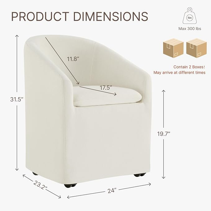KISLOT Upholstered Dining Chairs with Casters, Washable Cover Modern Dining Room Chairs with Barr... | Amazon (US)