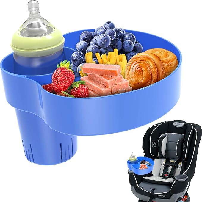 SSPONT Kids Car Seat Tray, Travel Tray with Cup Holder for Toddler, Kids Car Seat Food Snack Tray... | Amazon (US)