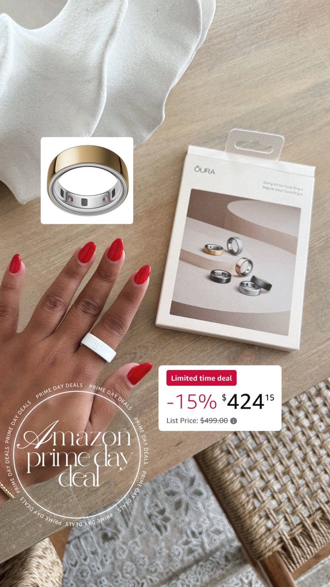 My Amazon prime purchase is going to be the Oura ring and it’s 15% off right now! Also linking the ring sizer that arrives by tomorrow in case you need it!

#PrimeDay #Amazon #AmazonPrimeDay #AmazonMustHave #AmazonFinds #oura #ouraring #health #healthtracker #ring

#LTKStyleTip #LTKActive #LTKSaleAlert