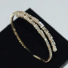1pc Fashion Cubic Zirconia Decorated Open Cuff Bracelet, Suitable For Women Daily Wearing | SHEIN
