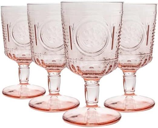 Bormioli Rocco Romantic Set Of 4 Stemware Glasses, 10.75 Oz. Colored Crystal Glass, Cotton Candy ... | Amazon (US)