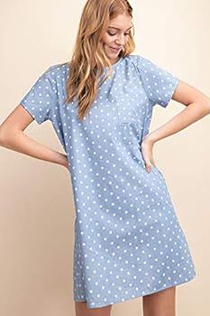 Women's Polka Dot Chambray 100% Cotton Pocket Front Dress | Amazon (US)