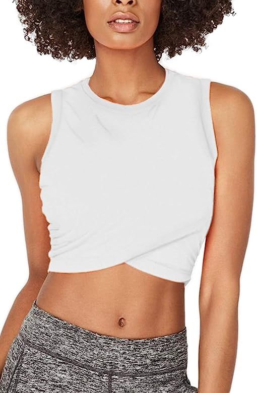 Workout Crop Tops for Women Yoga Athletic Tops Crop Top Workout Shirts for Women | Amazon (US)