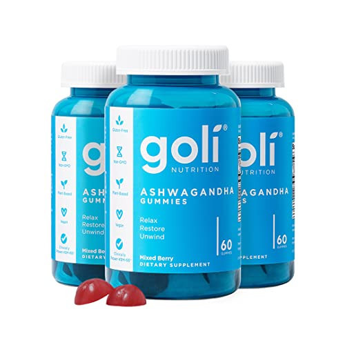 Goli Ashwagandha & Vitamin D Gummy - 180 Count - Mixed Berry, KSM-66, Vegan, Plant Based, Non-GMO, Gluten-Free & Gelatin Free Relax. Restore. Unwind, Pack of 3 | Amazon (US)
