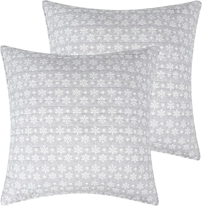 Levtex Home - Joulset Quilt - Euro Sham Set of 2 - Snowflake - Grey and White - Quilt (26x26in.),... | Amazon (US)