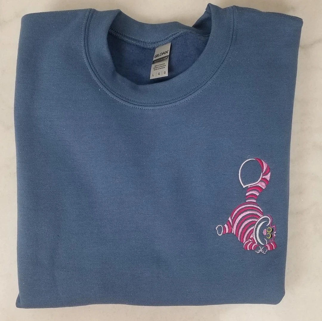Embroidered Disappearing Cat Sweatshirt: Cartoon Cheshire Cat - Etsy | Etsy (US)