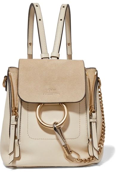 Chloé - Faye Mini Leather And Suede Backpack - Ivory | NET-A-PORTER (US)