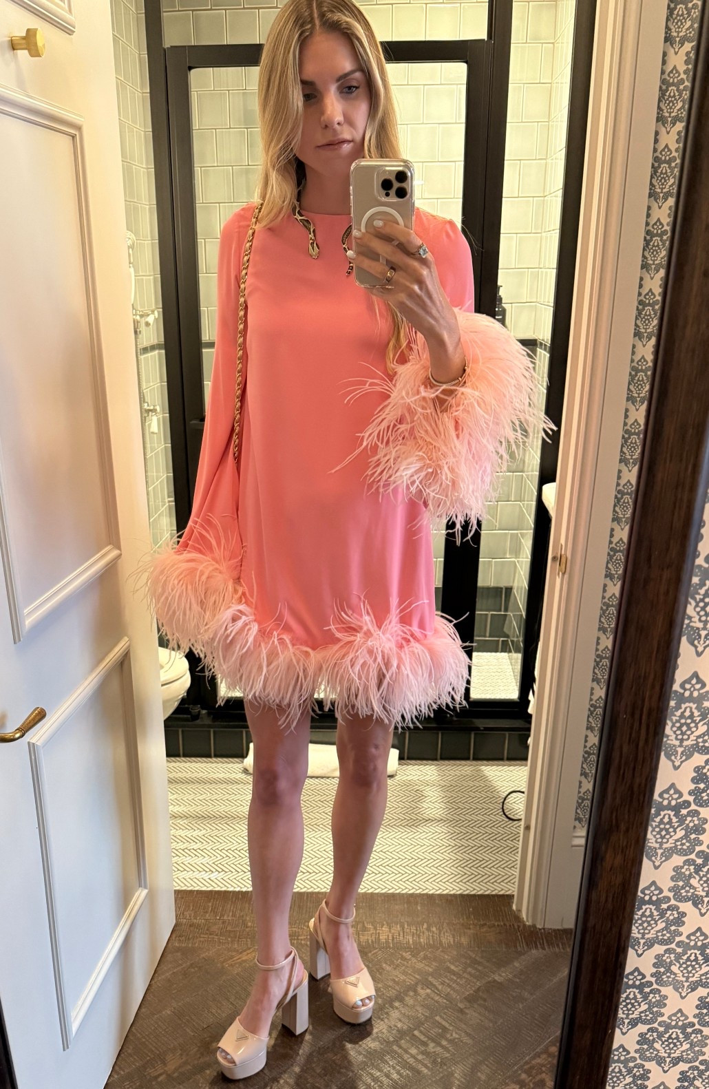 Love a feather dress well anything with feathers. This is a brand called Nervi and from last season. In my personal opinion feathers will not go out of style! 

#LTKSaleAlert #LTKWedding #LTKStyleTip