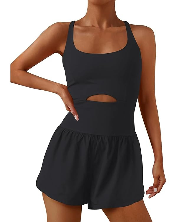 ReachMe Womens Running Onesie Workout Rompers Athletic Romper One Piece Outfits Exercise Jumpsuit... | Amazon (US)