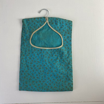 Vintage Turquoise Teal Hanging Clothespin Bag Retro Laundry Clothesline Floral | eBay US
