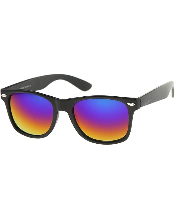 zeroUV - Classic Colored Mirror Lens Square Horn Rimmed Sunglasses for Men Women | Amazon (US)