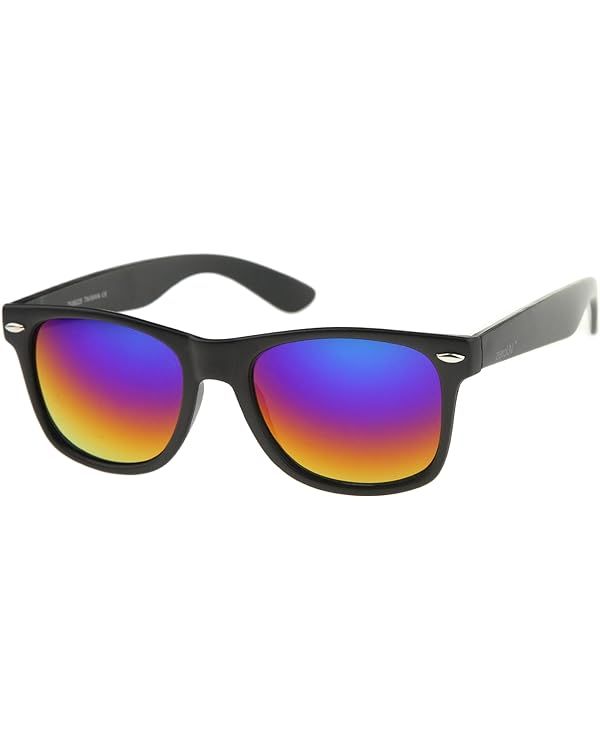zeroUV - Classic Colored Mirror Lens Square Horn Rimmed Sunglasses for Men Women | Amazon (US)
