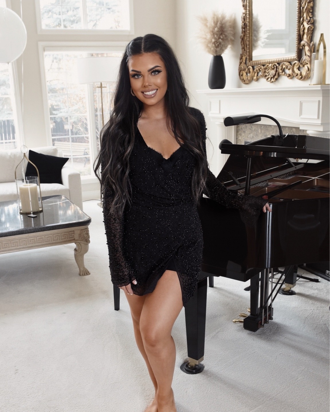 NEW YEARS EVE OUTFIT
black sparkly longsleeve mesh dress

#LTKHoliday #LTKstyletip #LTKmidsize