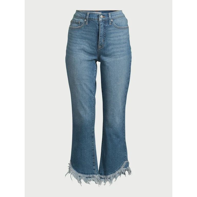 Sofia Jeans Women's Mayra Crop Flare High-Rise Cha Cha Fray Hem Jeans, 27" Inseam, Sizes 0-20 | Walmart (US)