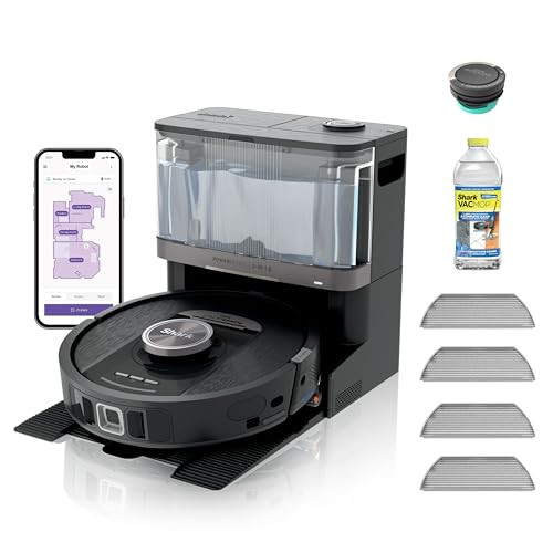 Shark PowerDetect NeverTouch, Self-Empty & Self-Refill, Robot Vacuum and Mop with Bagless, 30-Day Debris Capacity HEPA Base, 30-Day Capacity Refill Tank, Pad Dry, Black, AV2810YS | Amazon (US)