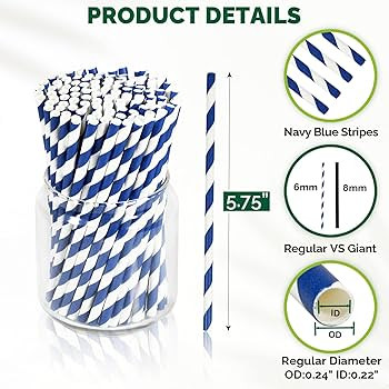 5.75 inch Navy Blue Short Paper Cocktail Straws & Stirrer Sticks 500 Counts - for Bars and Restau... | Amazon (US)