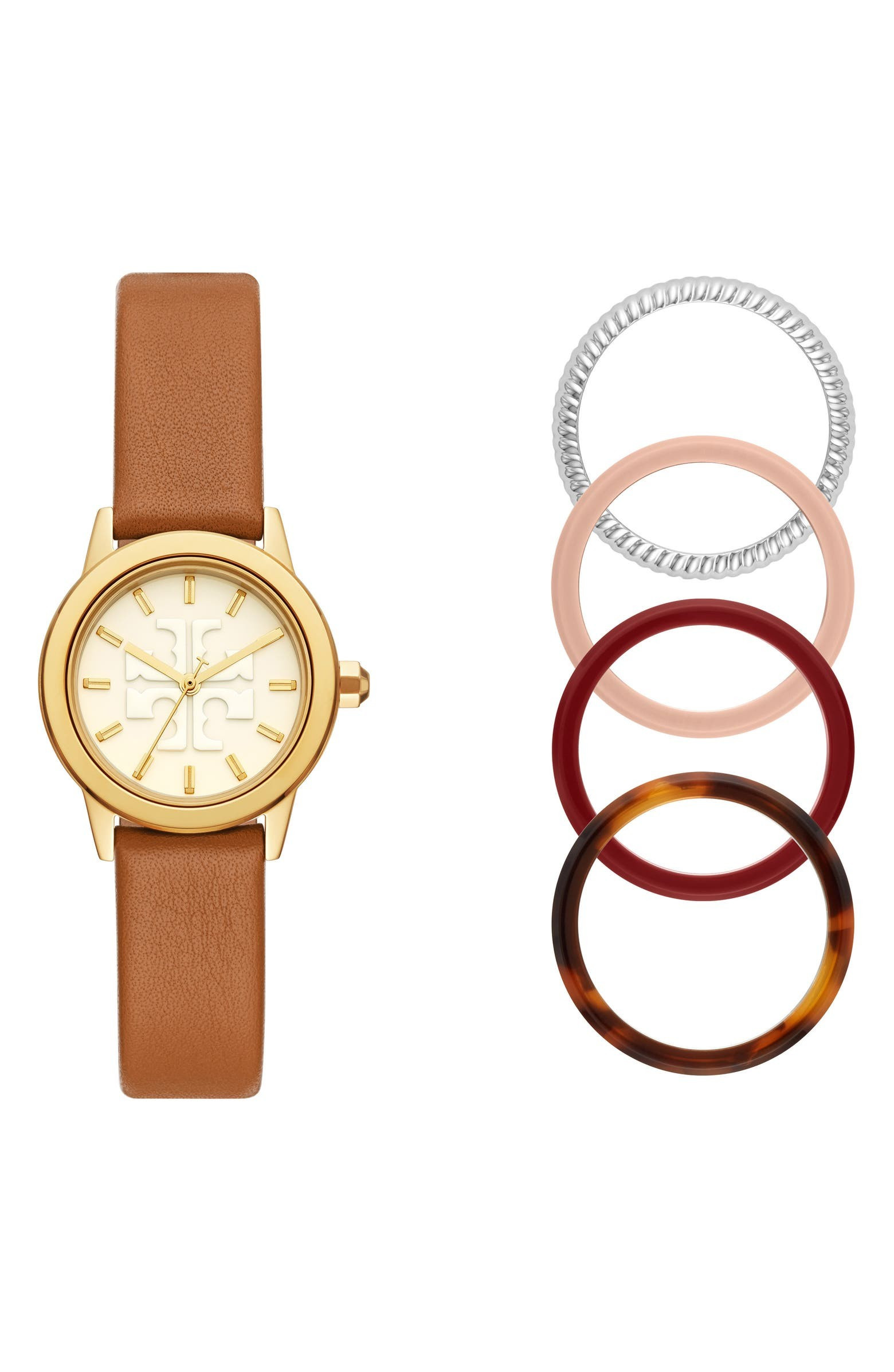 Gigi Leather Watch & Top Rings Set, 28mm | Nordstrom | Nordstrom
