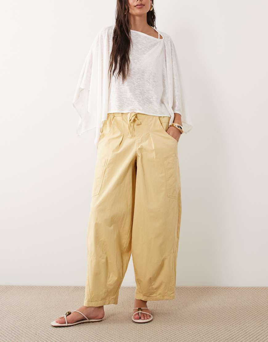 ASOS DESIGN pull on barrel pants in yellow | ASOS (Global)
