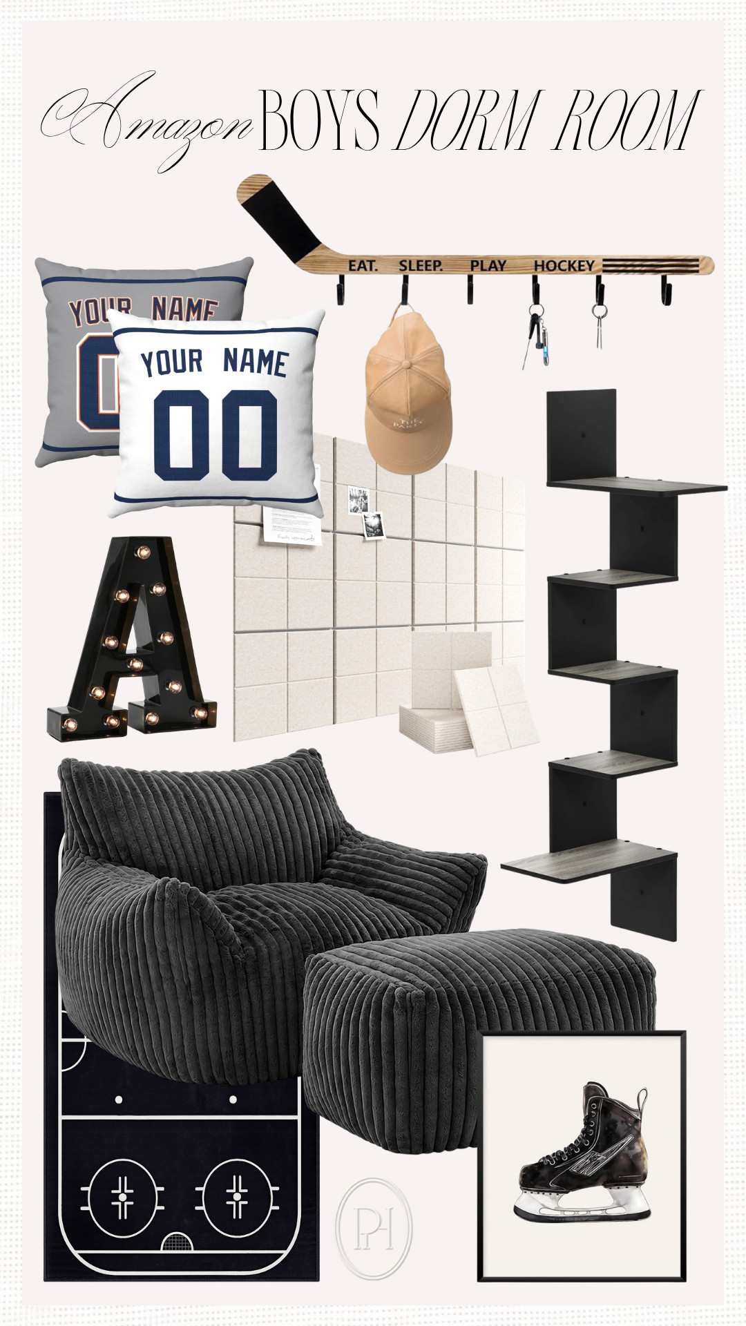 Amazon decor finds for the college bound teen! 

Dorm room decor, boys bedroom decor, lounge chair, hockey stick hooks, bulletin board, hockey rink rug, hockey decor, jersey throw pillows, sports themed bedroom, marque light, shelving unit, hockey decor, teen boy's room 

 #LTKmomlife #LTKSeasonal #LTKKids