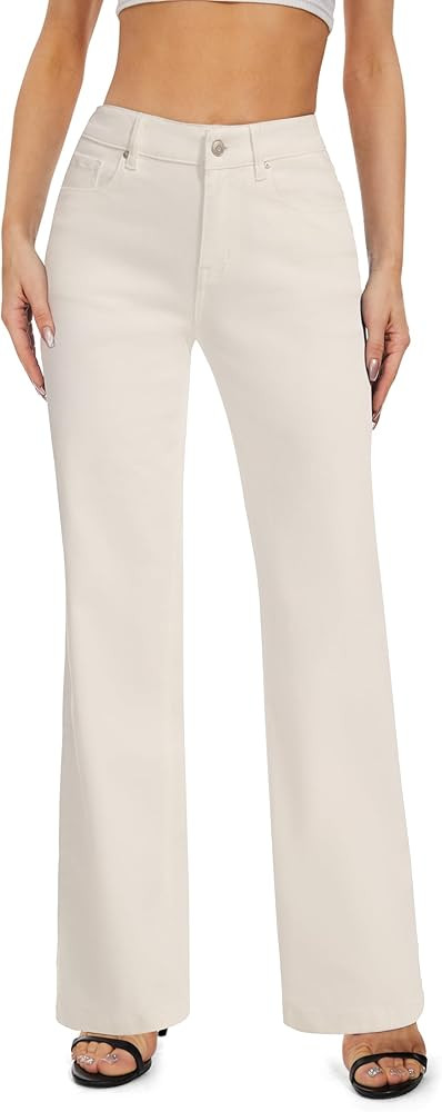 FLYING BANANA Women's High Waisted Wide Leg Baggy Stretch Denim Jeans | Amazon (US)