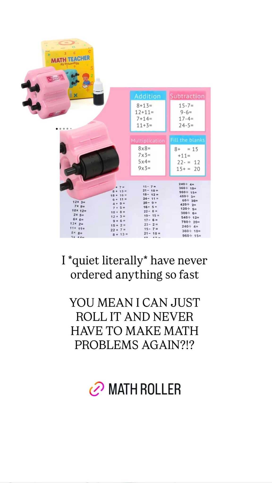 I *quiet literally* have never ordered anything so fast 

YOU MEAN I CAN JUST ROLL IT AND NEVER HAVE TO MAKE MATH PROBLEMS AGAIN?!?