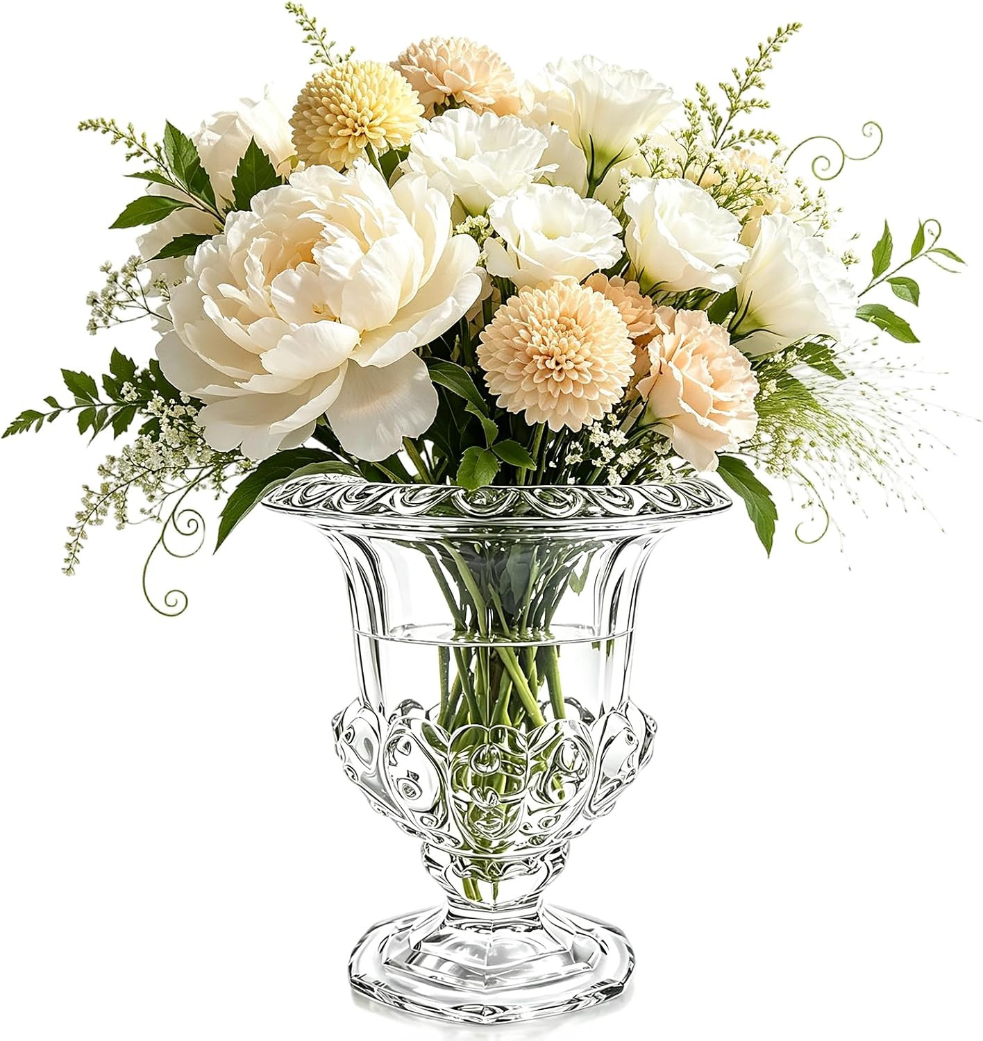 8 in Glass Urn Vase, Vintage Crystal Glass Vase Tall Centerpiece | Amazon (US)