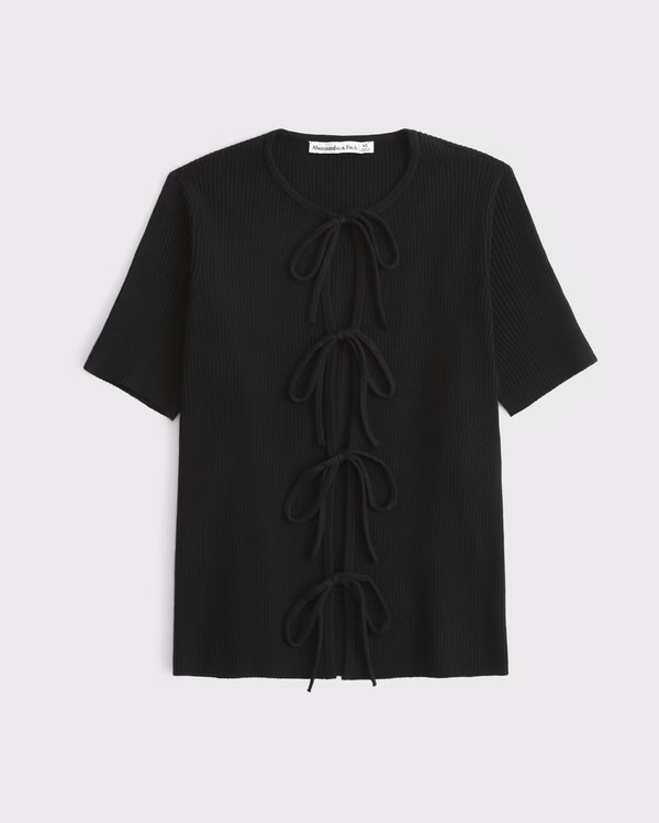 Short-Sleeve Tie-Front Cardigan | Abercrombie & Fitch (US)