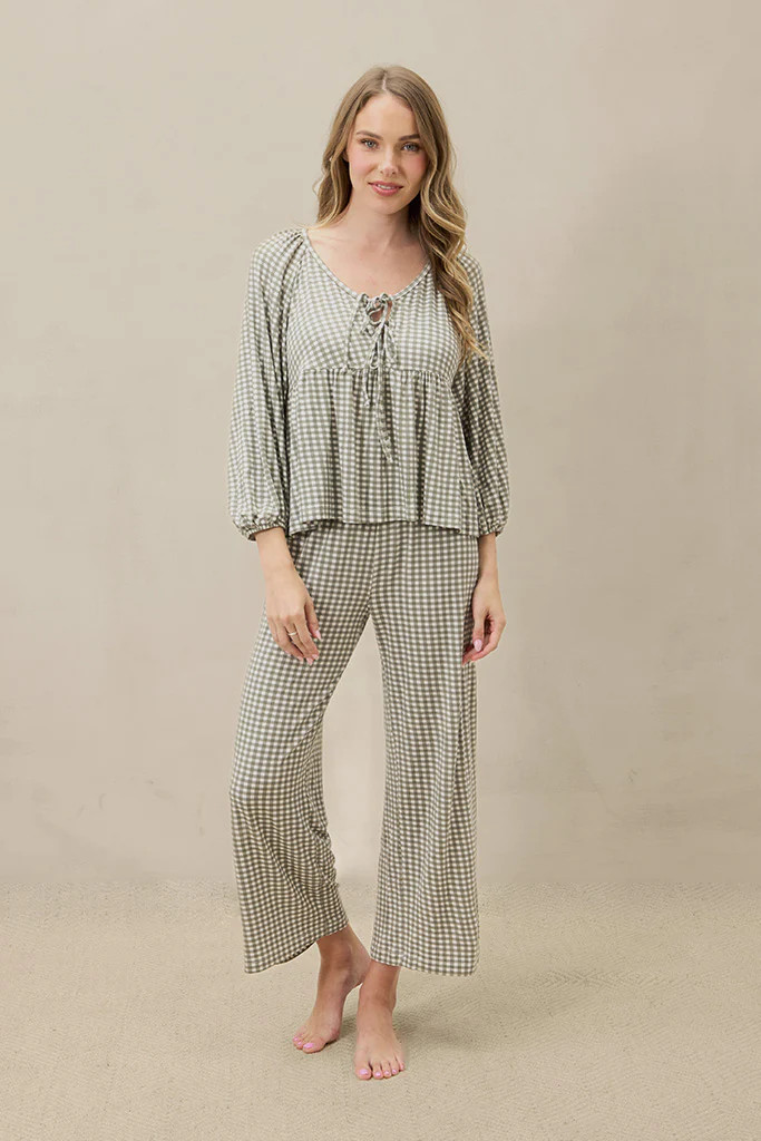 Green Gingham Women’s Sleep Set | Solly Baby