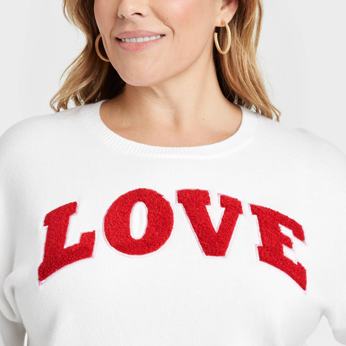 Women's Love Graphic Sweater - White | Target