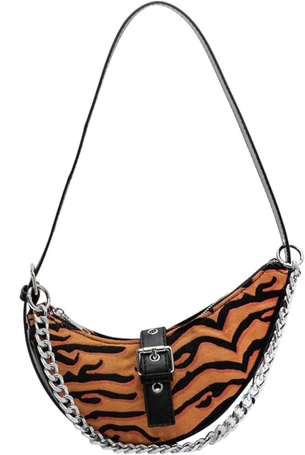 Women's Y2K Handbag Crescent PU Leather Shoulder Bag Grunge Lightweight Crossbody Bag | Amazon (US)